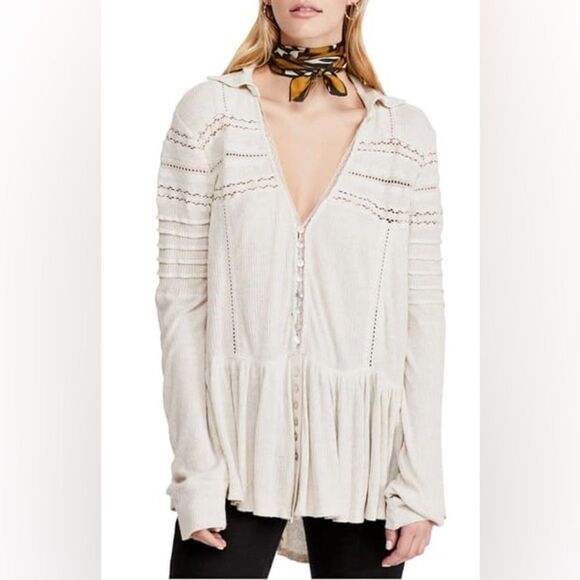 NWT Free People Crochet Lace Tunic Top M - Picture 1 of 6